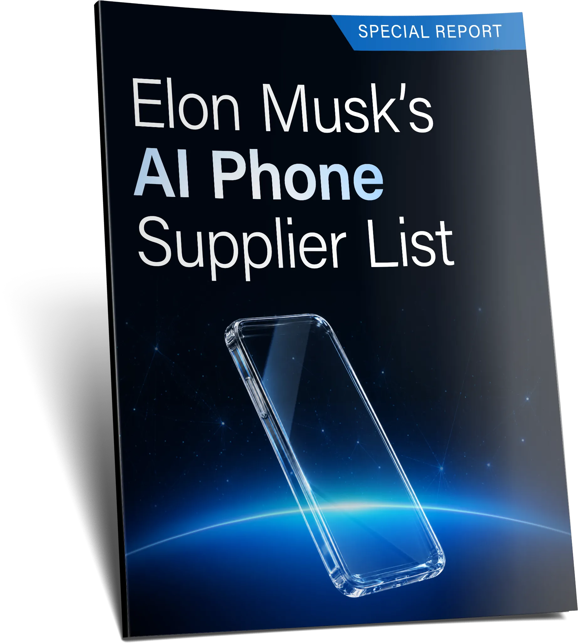 The Elon Musk AI Phone Supplier List report cover from the True Innovations package